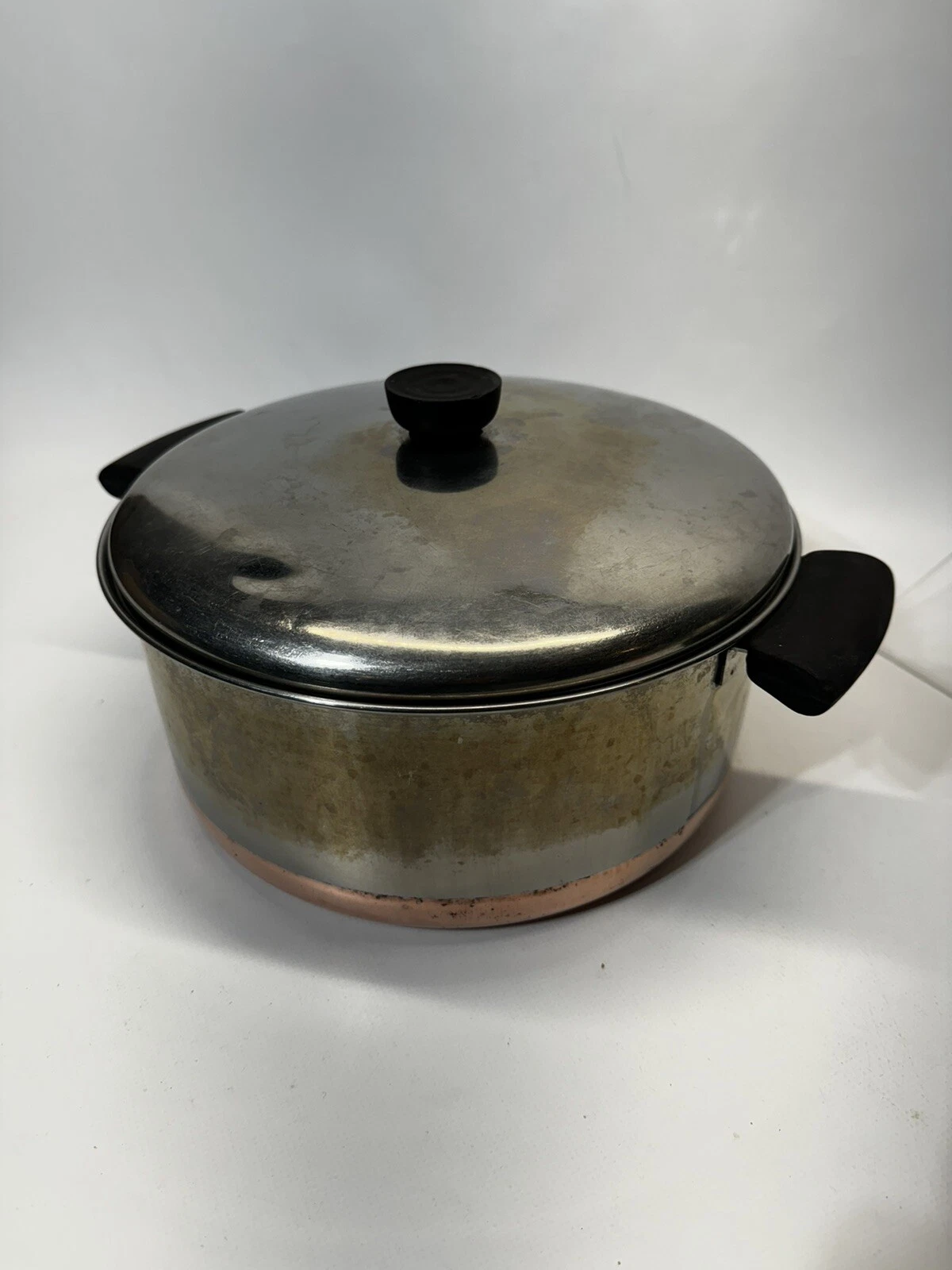 Vintage Revere Ware 1801 Copper Bottom 6QT Quart Stock Pot With Lid Clinton, ILL