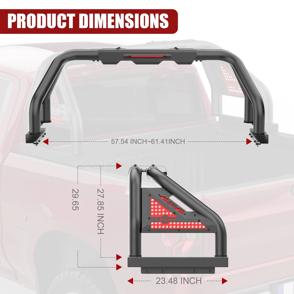 Adjustable 4X4 Sport Roll Bar Chase Rack Truck For Gladiator JT Ranger Colorado Foto 2 de 4