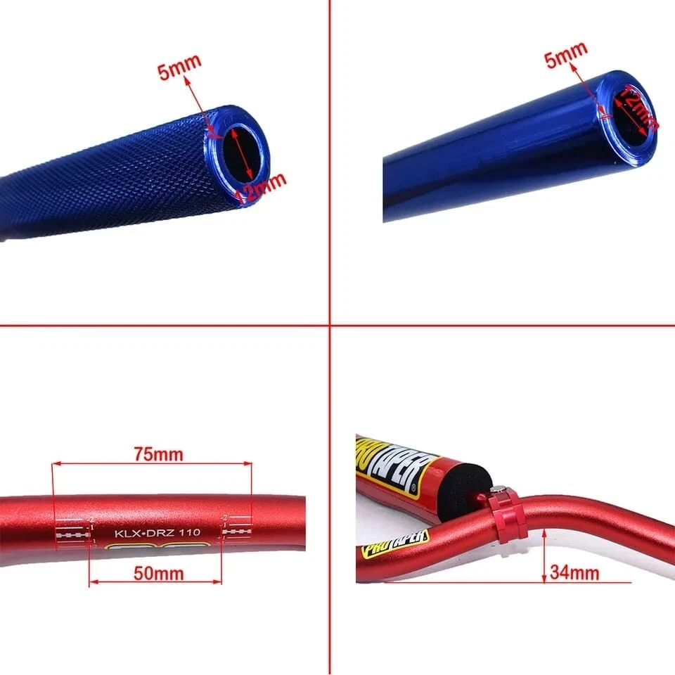 RED-Protaper SE 7/8" 22mm KLX110 DRZ110 Handlebars Dirt Bike Handle Bar (USA) - Image 4 of 4