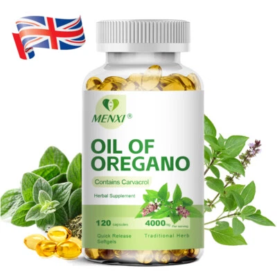 MENXI 4000mg Pure Wild Oregano Oil Capsules 84% High Strength Carvacrol 100% Natural