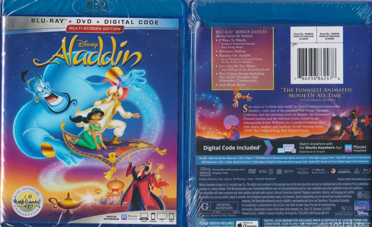 Aladdin (Disney Signature Collection) (Blu-ray DVD 1992) Disney