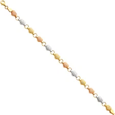 Ioka - 14K Tri Tone Color Light Stampato Bracelet - 7.25"