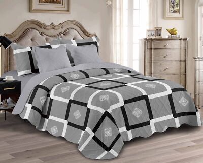 5Pcs Quilt Bed Cover Set Reversible Premium Soft Bedspread Coverlet Bedding Set