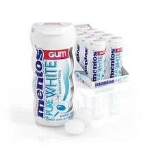 Mentos Pure White Sugar-Free Chewing Gum Sweet Mint 15 Piece Bottle (Pack of 10)