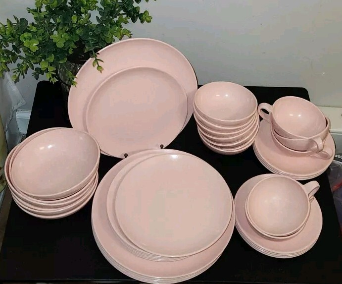 43pc Vtg Melmac Melamine Dailyware by Home Deco Pink Speckled