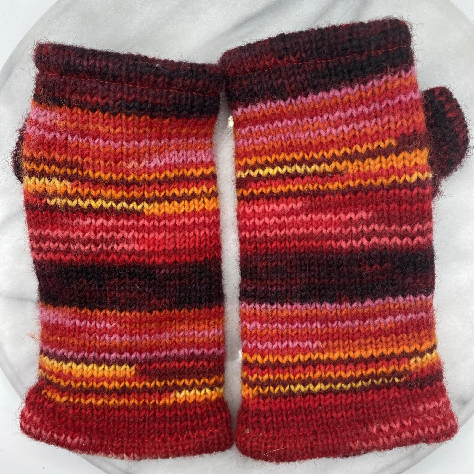 Women's Medium Fingerless Mitten Wool Hand Knit Texting Fleece Lined Icelandic