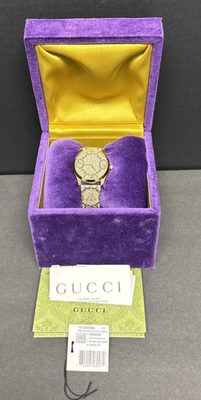Gucci 38mm G-Timeless GG Supreme Bee Quartz Watch Stainless Steel