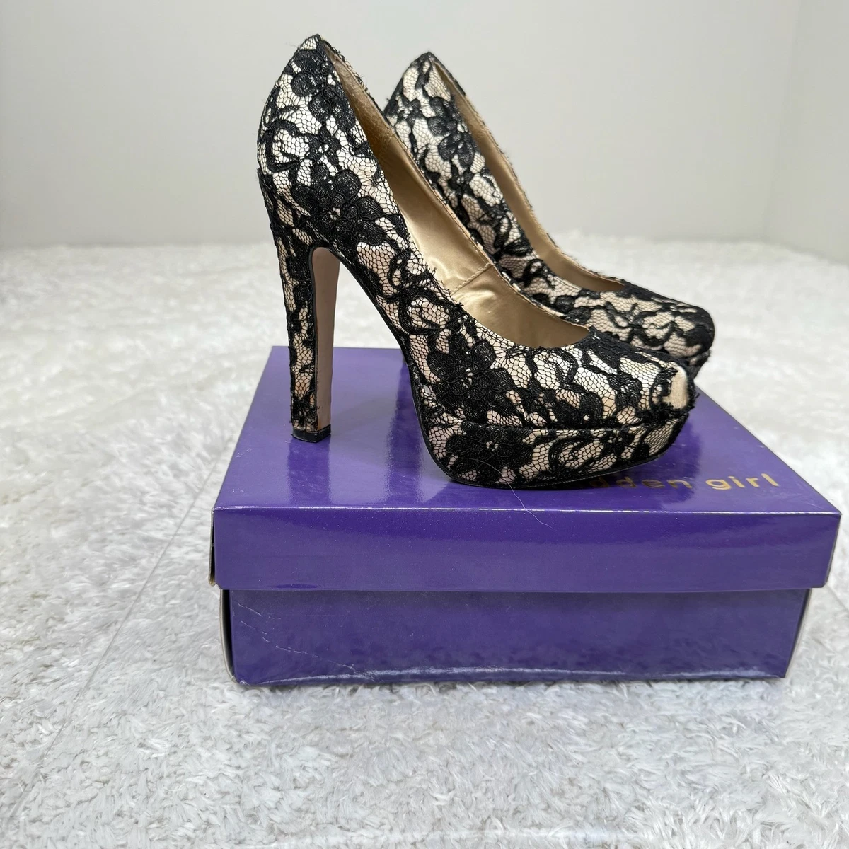Escarpins MADEN GIRL à Bout Ouvert (peep Toe) - Talons Aiguilles Noirs 4.5 Pouces - Taille US 6.5 - Comme Neuf