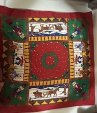 Vtg Christmas Decor Bandana Handkerchief RN 13960 Colorfast All Cotton Paris USA