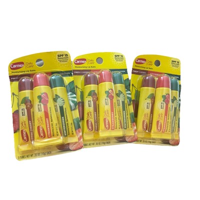 3X-Carmex 3-Pack Daily Care Lip Balm SPF15 Cherry Strawberry Wintergreen