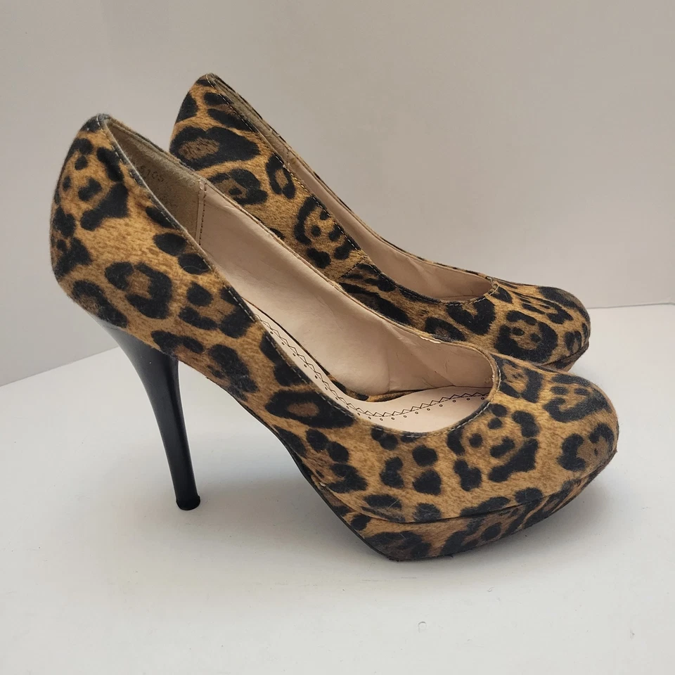 Zapatos Olsenboye Leopardo Estampado Animal Para Mujer Talla 8M Mob Esposa Plataforma Tacones Altos Foto 2 de 4