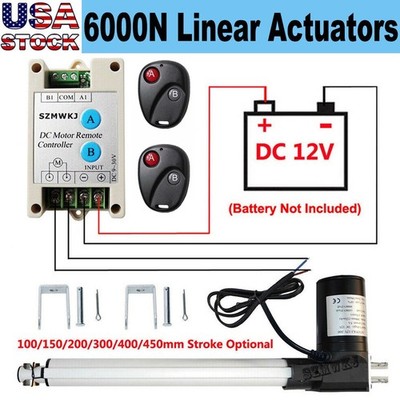 Heavy Duty 1320lbs 6000N Lift DC12V Electric Linear Actuator Motor Controller CL