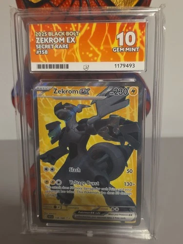Zekrom EX Black Bolt English Secret Rare Card 158/086 Ace Grading Gem Mint 10