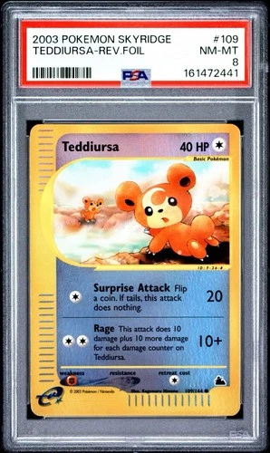 2003 Pokemon Skyridge Teddiursa Reverse Foil Holo #109 109/144 PSA 8