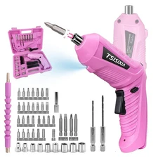 Pink Electric Screwdriver Set 3.6V Cordless Rechargeable Drill Bits 47 PCS