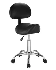 Uimoso Saddle Stool Swivel Stool with Backrest PU Leather Height Adjustable