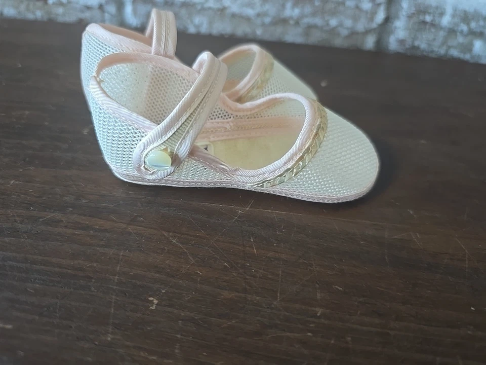 Sandalias de malla vintage Trimfoot bebé ciervo rosa blanco talla 1 con caja años 50 Foto 4 de 4