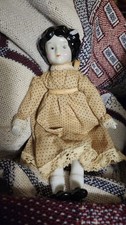 Antique German Hertwig style Doll with Porcelain Head, Arms and Legs 8 Inch