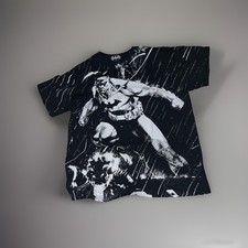 Batman Men's T-Shirt L Graphic DC Blue Cape Superhero