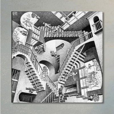 M.C. Escher Relativity Prints Surrealism Artworks Poster Wall Art 24x24