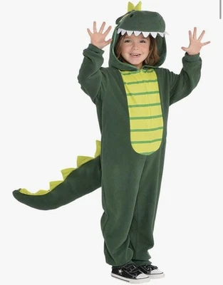 Childs Kids Green Zipster Dinosaur Fancy Dress Costume 4-6 Years