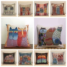 Laurel Burch Cats Vintage French Jacquard Tapestry Throw Pillow Cushion Covers