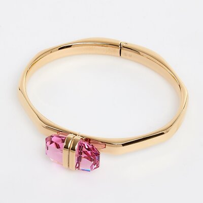 Swarovski Lucent bangle Magnetic closure Pink Gold-tone