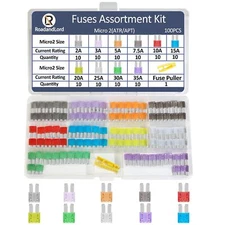 100PCS Micro 2 Blade Fuse ATR/APT Micro2 Fuse ATR/APT Blade Fuse Kit for Car Boa
