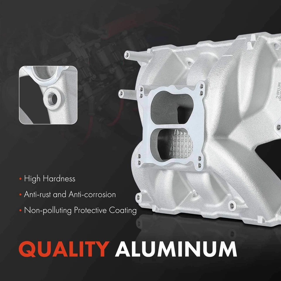 Colector de admisión de doble plano de aluminio con pernos para Pontiac V8 326-455 1965-1979 Foto 2 de 4