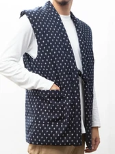 Japanese Men Kimono Hanten Warm Wear Vest Jacket ChanChanko Made in JAPAN #8