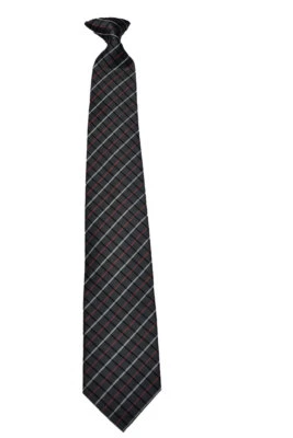 Men's gray with red, white, black checked clip-on tie Front length 21 inches - Image 1 of 3