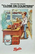 Vintage 1980 Joseph Stroh's Beer Poster "Close on Counters" 22.5"x14.75"