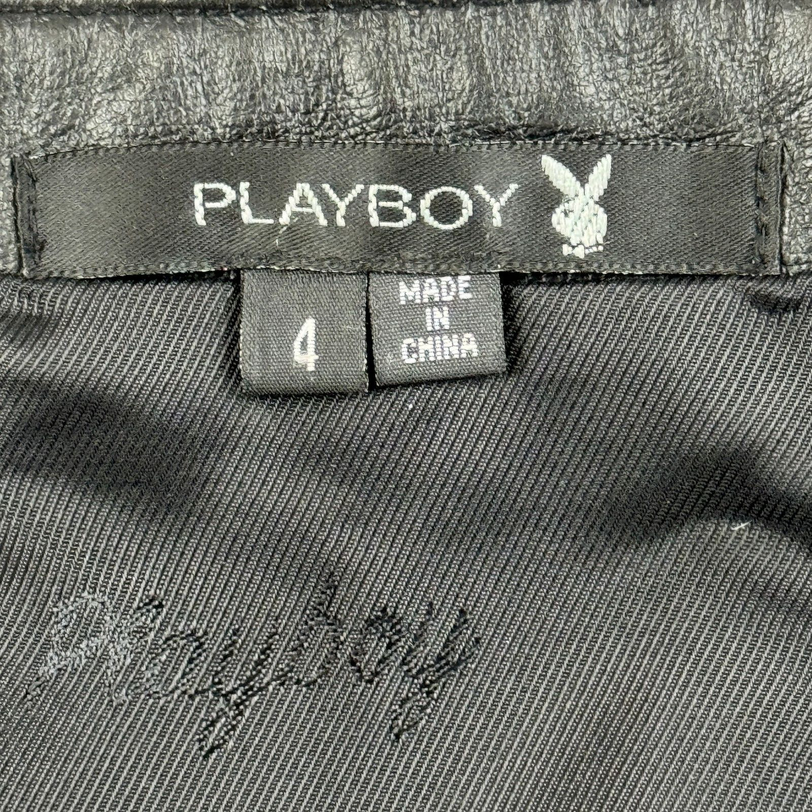 Playboy Black Leather Mini Skirt Women's 4 Pink P… - image 6