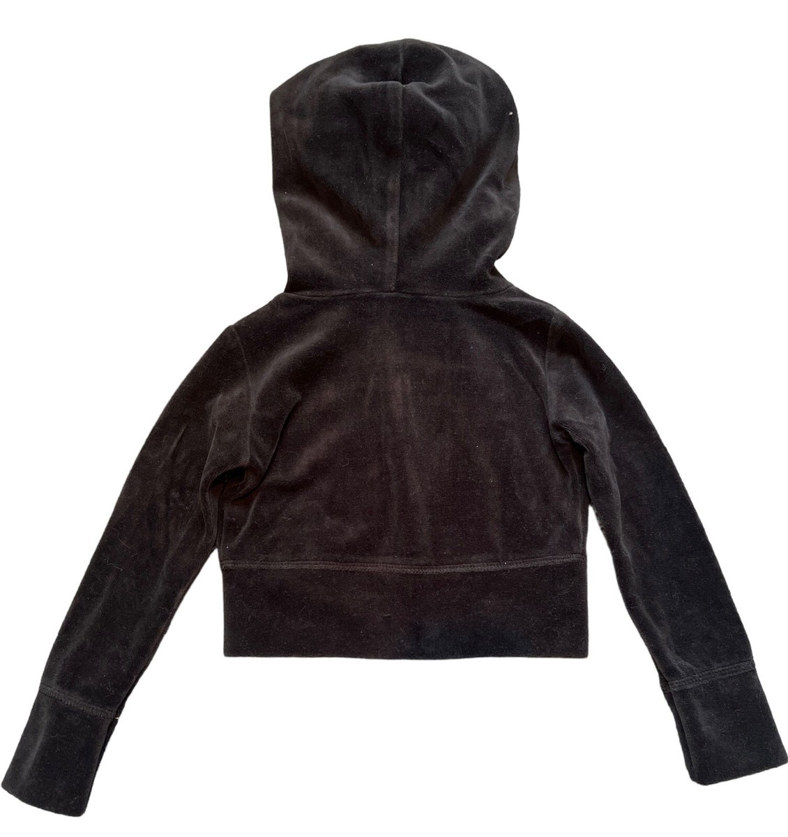 W Girl toddler black velour zip leopard lined hoodie w