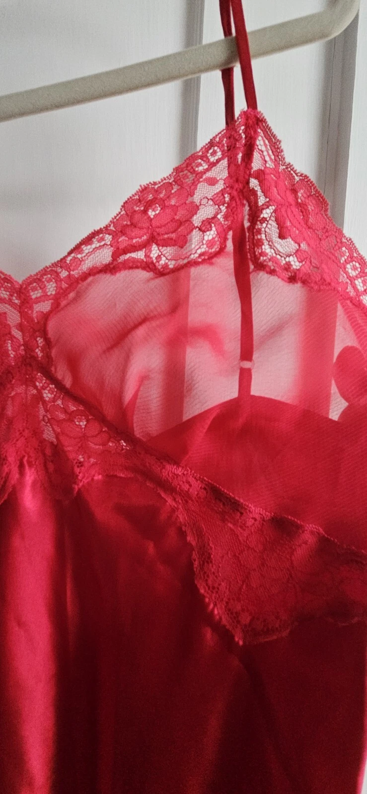 UNDERCOVER Abito slip vintage Victoria's Secret raso allacciato taglia M rosso coppa allacciata molto sexy