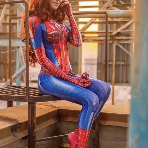Adult Women Spiderman Cosplay Costume Sexy Jumpsuit Tight Fitting Suit Dress AU - Picture 9 of 27