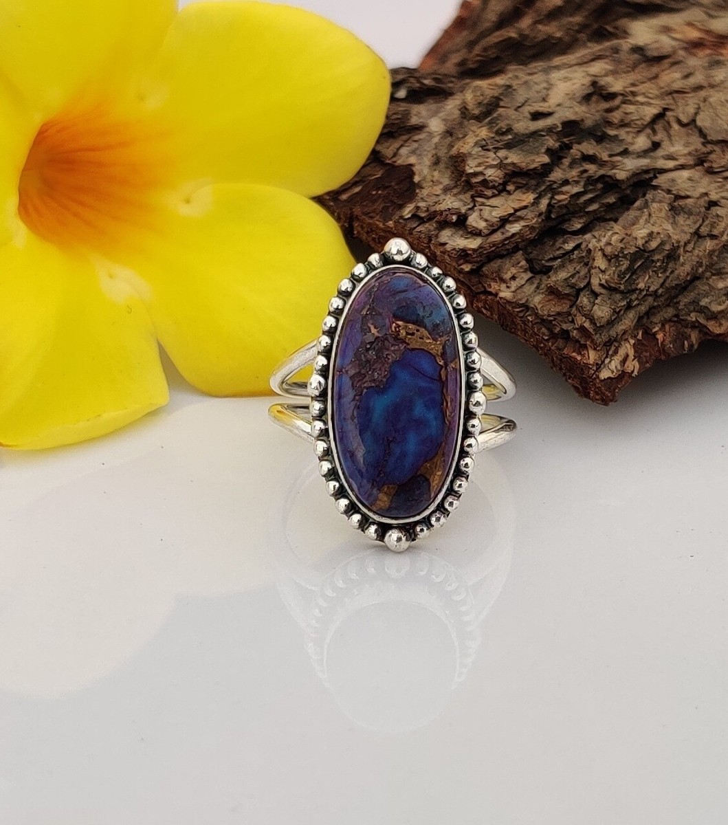 Purple Copper Turquoise Ring 925 Sterling Silver Some Size