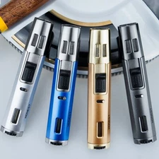 Refillable Butane Torch Lighter Adjustable Cigar Lighter 2 Jet Flame Lighter