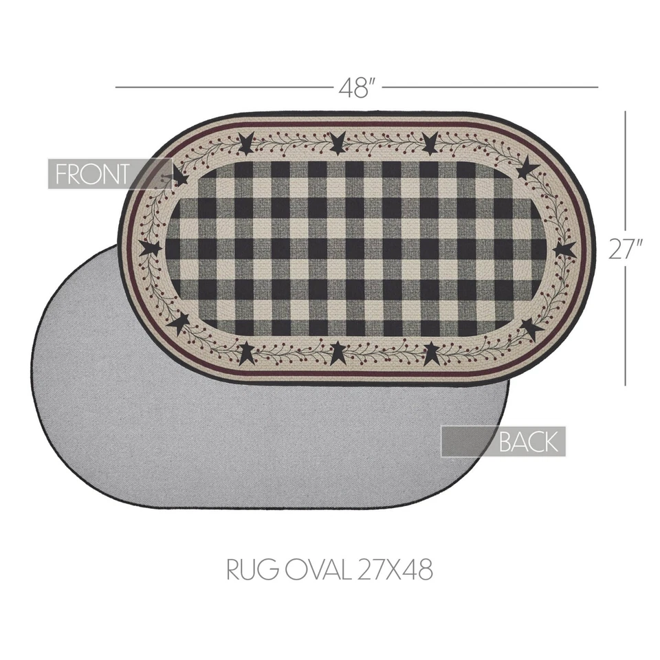 Pip Vinestar Polyester RUG Oval Latex Back 27x48 Country Black Natural Burgundy - Image 2 of 4