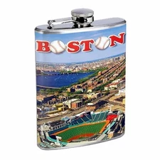 Boston, Fenway Park, Red Sox Flask D146 8oz Stainless Baseball The Green Giant