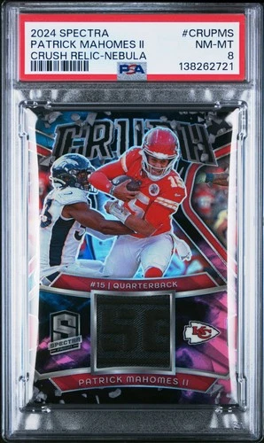 2024 PANINI SPECTRA CRUSH RELICS NEBULA #CRUPMS PATRICK MAHOMES II 1/2 PSA 8