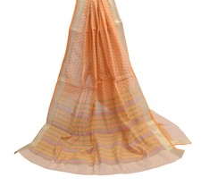 Sushila Vintage Light Orange Dupatta Blend Cotton Printed Long Stole Hijab