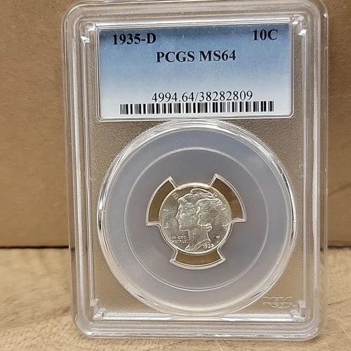 1935-D 10c MERCURY DIME PCGS MS64