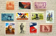 11 pc Texas State 3c, 20c, 22c, 32c, Rio Grande 40c Unused Postage Stamps. MNH.