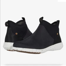 Bogs Women's Juniper Chelsea Snow Rain Boot Black Leather Waterproof Size 6.5