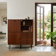 Highboard Vintage Impiallacciato Mogano Metallo Design Anni 60 Italia Originale