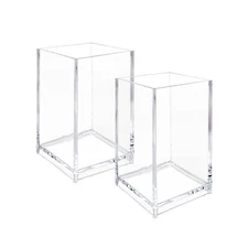 2 Pack Clear Acrylic Pencil Pen Holder Cup, Clear Makeup Brush Holder, Acryli...