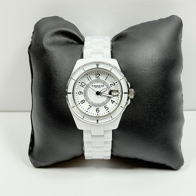 New Coach Preston 14503462 Crystal White Dial Ceramic Women s Watch