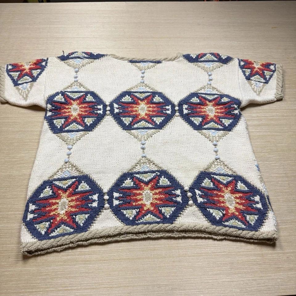 Vintage Jennifer Reed Sweater 3X Purple Floral Hand Knit 80s 90s Cottage Granny - Image 3 of 4