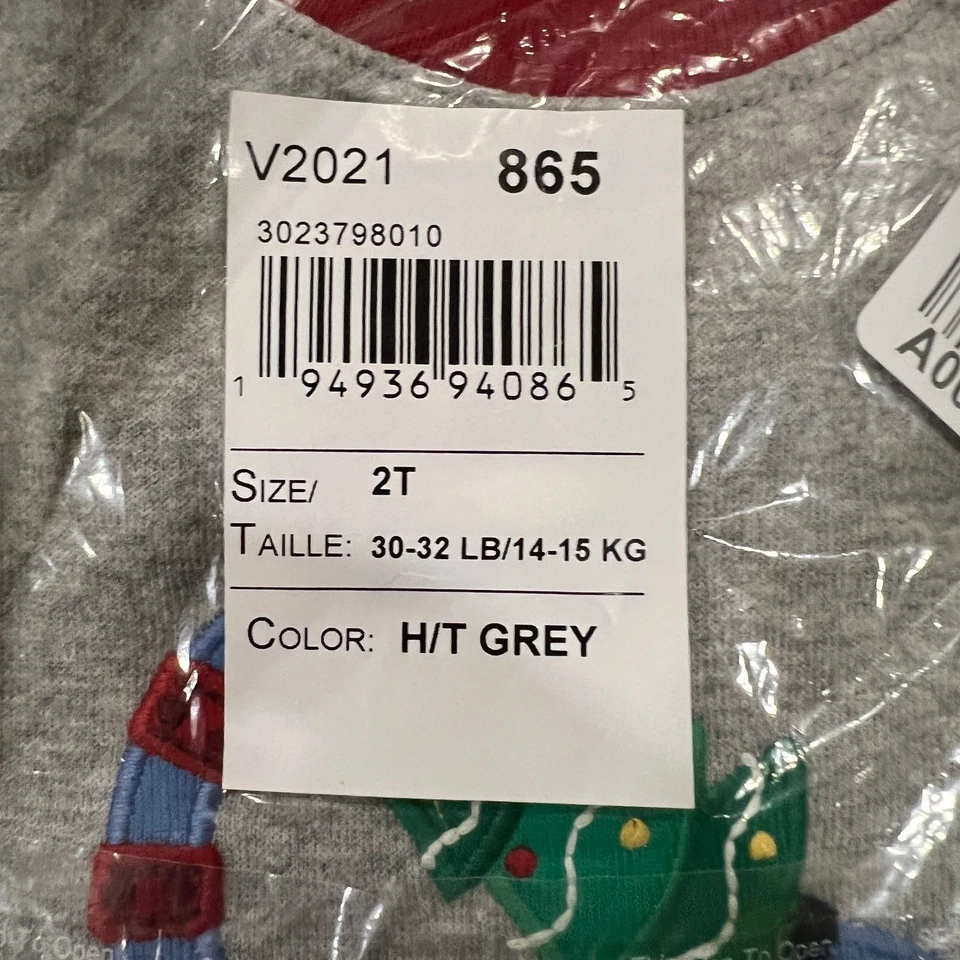 Nuevo con etiquetas Pijama Gymboree Niños Gris con Dinosaurio de Navidad Algodón - TALLA 2T Foto 4 de 4